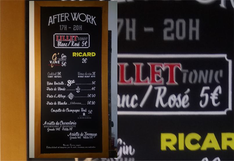 enseigne peinte à la main sur bois massif